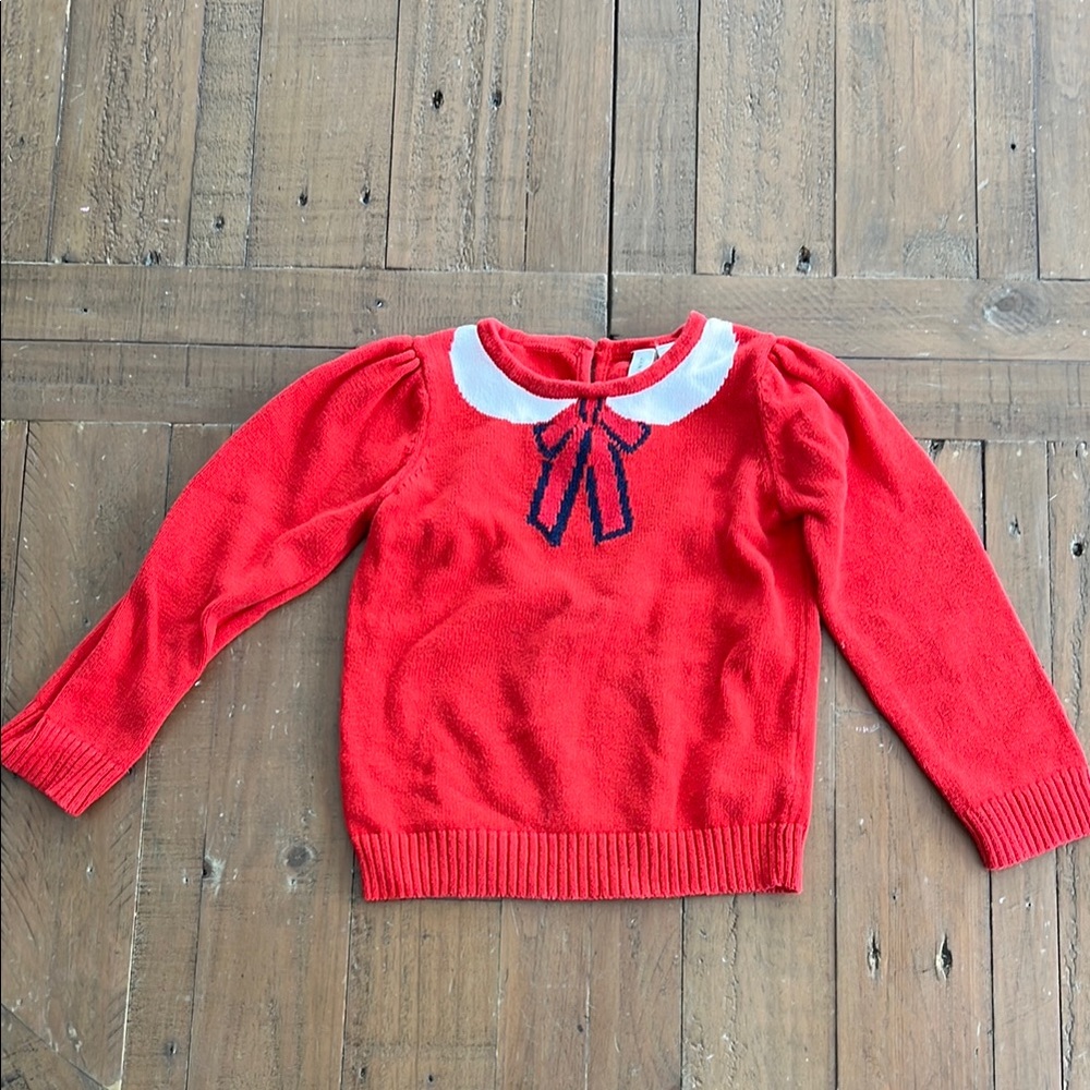 Janie and Jack Red Sweater with White Collar